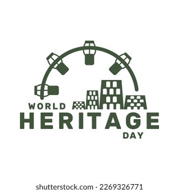 Vector illustration of World Heritage Day in flat cartoon design