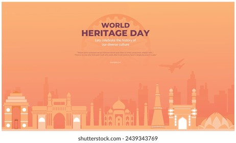 Vector illustration World Heritage Day Editable Post Banner Template