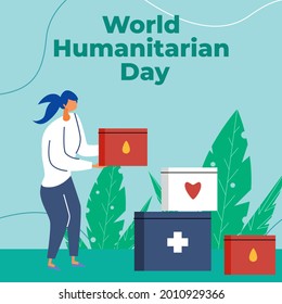 Vektorgrafik des humanitären Tages der Welt, Teilen, Pflegen, einander für die Menschheit helfen