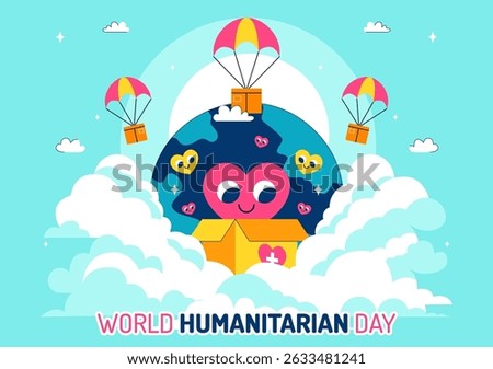 Vector Illustration for World Humanitarian Day Featuring Global Acts of Kindness, Charity, Volunteer Work, and Community Support in a Flat Background