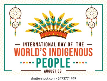 Vector Illustration for World Indigenous People Day on August 9 to Raise Awareness and Protect the Rights of Populations, featuring a Flat Background