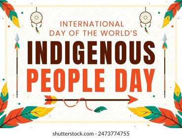 Vector Illustration for World Indigenous People Day on August 9 to Raise Awareness and Protect the Rights of Populations, featuring a Flat Background