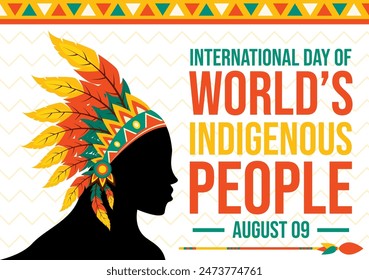 Vector Illustration for World Indigenous People Day on August 9 to Raise Awareness and Protect the Rights of Populations, featuring a Flat Background