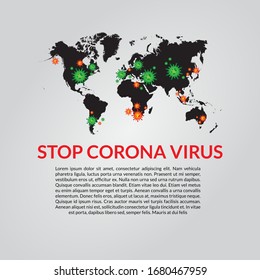 ilustración vectorial del mundo infectado por el virus de la corona. detener el virus de la corona. brote de corona. enfermedad de covid-19. virus de la corona en wuhan