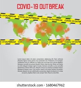 vector illustration of world infected by corona virus. stop corona virus. corona outbreak. crisis covid-19 disease. corona virus in wuhan