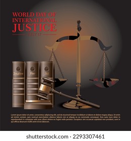 Ilustración vectorial. El Día Internacional de la Justicia se celebra cada 17 de julio.