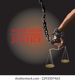 Vector illustration. World International Day of Justice is celebrated every July 17.