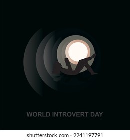 Vector illustration: World Introvert Day on black and white background.
