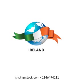 Vector Illustration of a world – world with the ireland flag