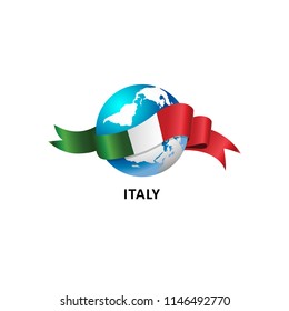 Vector Illustration of a world – world with the italy flag