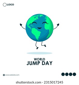 Vector illustration of World Jump Day social media story feed mockup template