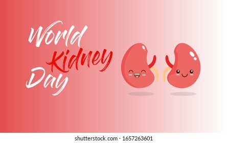 Vector illustration for world kidney day with couple of kidneys characters