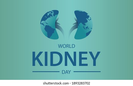 vector illustration of world kidney day concept, the earth in the form of a kidney, is colored blue