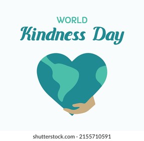 Vector illustration of World Kindness Day. For print, social media, poster. Heart shaped planet Earth design.