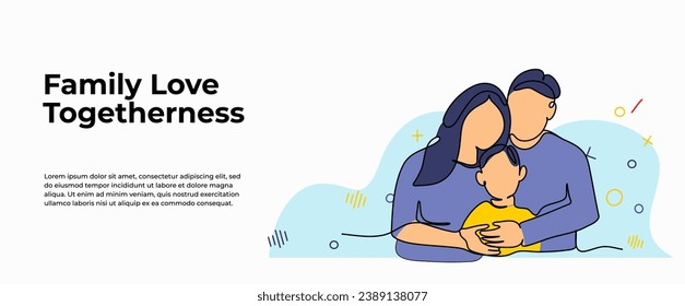 Vector illustration of World Kindness Day of family love togetherness. Modern flat in continuous line style.