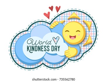 Vector Illustration For World Kindness Day With Checkered Cloud and Sun