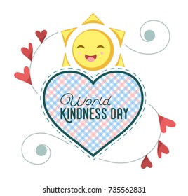 Vector Illustration For World Kindness Day With Checkered Heart and Sun