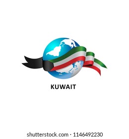 Vector Illustration of a world – world with the kuwait flag