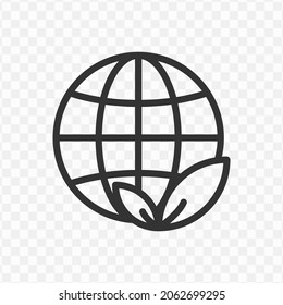 Vector illustration of world leaf icon in dark color and transparent background(png).