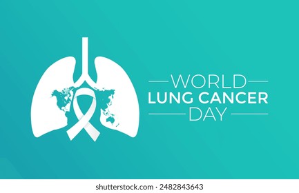 vector illustration World Lung Cancer day is observed every year on August 1. ribbon with lung icon vector illustration background template. Holiday concept.