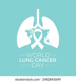 vector illustration World Lung Cancer day is observed every year on August 1. ribbon with lung icon vector illustration background template. Holiday concept.