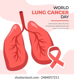 vector illustration of world lung cancer day poster design with ribbon