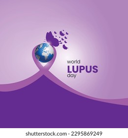 Vector Illustration of World Lupus Day. Vector illustration of stylish ribbon for World Lupus Day. Butterfly concept. World Lupus Day.