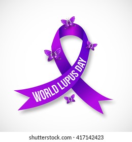 Vector illustration of World Lupus Day with stylish ribbon.