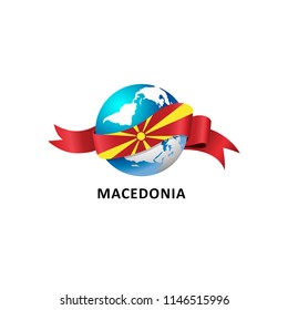 Vector Illustration of a world – world with the macedonia flag