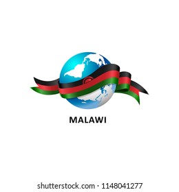 Vector Illustration of a world – world with the malawi flag