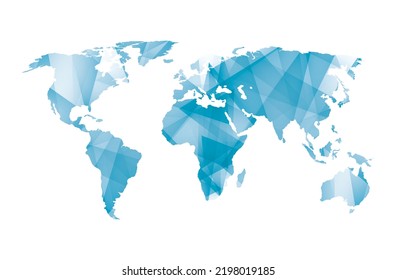 ilustración vectorial del mapa mundial con formas geométricas de color azul