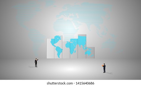 vector illustration  world map chart with businessmen working with professional,infographics  design use for cover design,background.