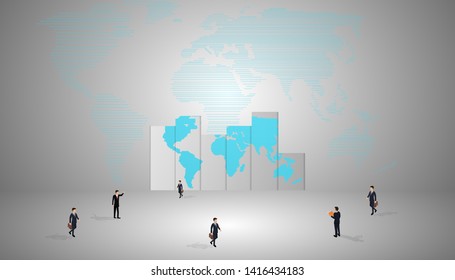 vector illustration  world map chart with businessmen working with professional,infographics  design use for cover design,background.
