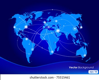 Vector illustration world map. Concept communication.