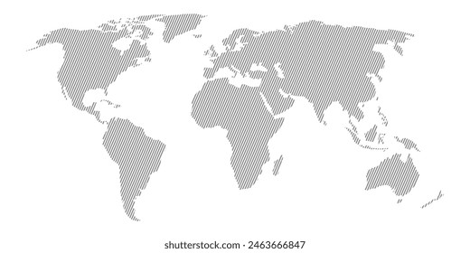 Vector illustration of World map diagonal line pattern on white background.