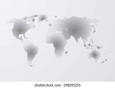 Vector illustration of a world map of dots.