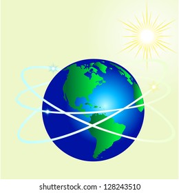 Vector illustration  world map.  Global communication concept