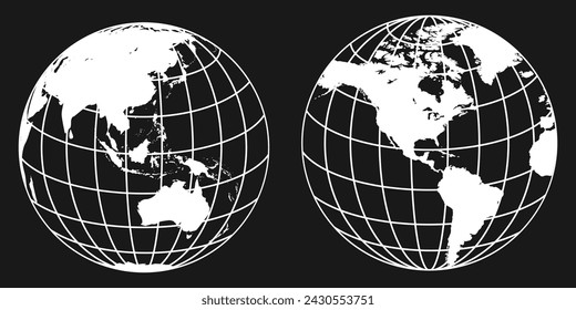 Vector illustration of a World Map globe with focus on North America and Asia