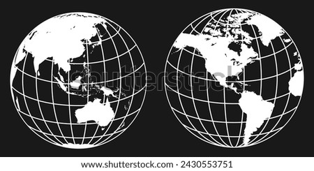 Vector illustration of a World Map globe with focus on North America and Asia