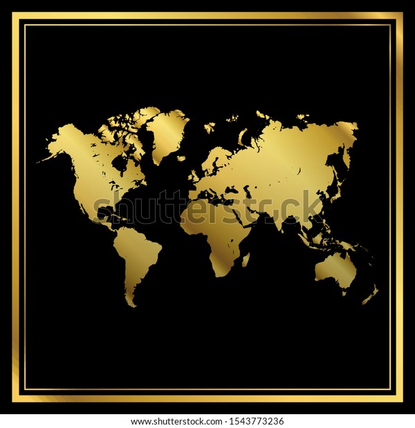 Vector Illustration World Map Gold Effect Stock Vector Royalty Free