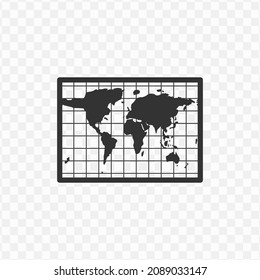 Vector Illustration Of World Map Icon In Dark Color And Transparent Background(png).