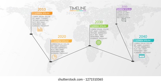 vector illustration World map Infographic design template with icons and 5 options or steps. Can be used for process, presentations, layout, banner,info graph.