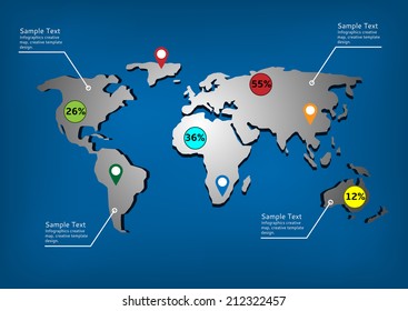 Vector illustration of world map infographic template