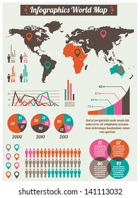 Vector illustration of World Map and Information Graphics