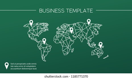 Vector illustration of world map. World map vector with navigation icons. Can be used for website, infographics.