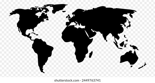 Vector illustration of World map on transparent background