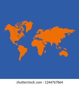 Vector illustration of world map in simple flat style