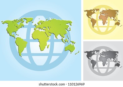 Vector illustration of world maps.