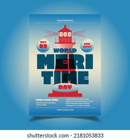 Vector Illustration of  World Maritime Day Flyer, Poster