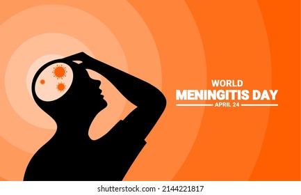 Vector illustration of World Meningitis Day themed, with silhouettes of people with headaches, which is commemorated on April 24 every year.